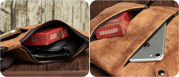 DEEPKEE original nubuck handmade full-grain genuine leather cowhide bag Deepkee Deepkee SportingStyle Leather Sling Bundy Bag #6353