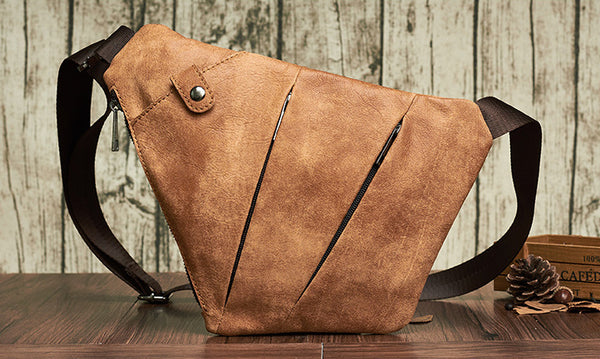 DEEPKEE original nubuck handmade full-grain genuine leather cowhide bag Deepkee Deepkee SportingStyle Leather Sling Bundy Bag #6353