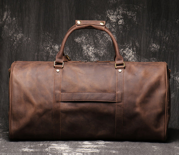 DEEPKEE original nubuck handmade full-grain genuine leather cowhide bag Wesley Crazy Horse Skin Large Travel Bag No.30181