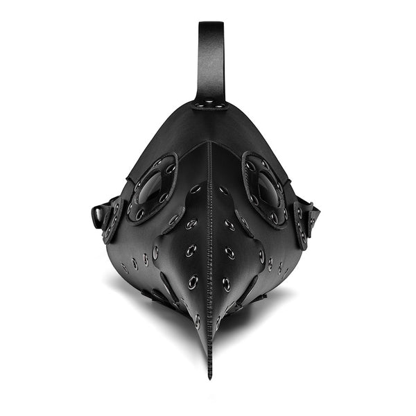 DEEPKEE original nubuck handmade full-grain genuine leather cowhide bag Gothic Cosplay Punk pointed Bird Beak Leather Face Mask #FPBM014
