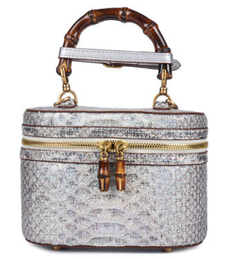 DEEPKEE original nubuck handmade full-grain genuine leather cowhide bag Snake Skin Python Skin High Luxury Temperament Tote Cosmetic Handbag for Women #3469S