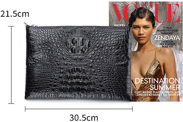 DEEPKEE original nubuck handmade full-grain genuine leather cowhide bag Crocodile Leather Clutch Bag For Men #2024