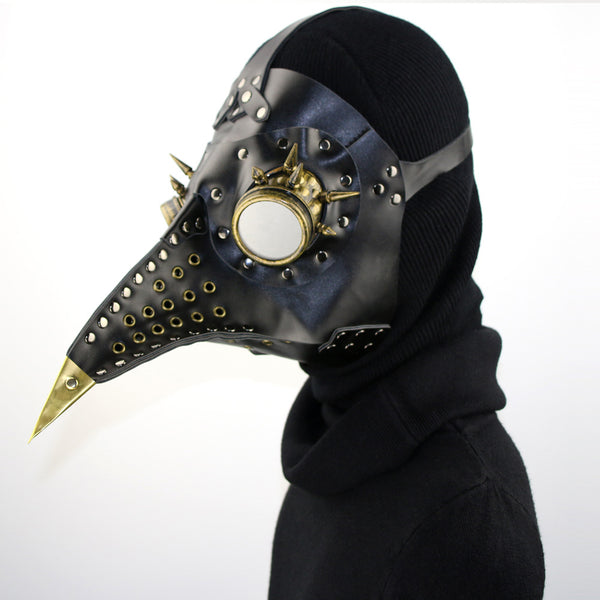 DEEPKEE original nubuck handmade full-grain genuine leather cowhide bag Steampunk Plague Bird Beak Mask Halloween Prom Party Headgear #HG079