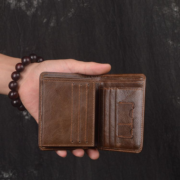 DEEPKEE original nubuck handmade full-grain genuine leather cowhide bag DEEPKEE HANDMADE | Oiled leather Trifold Wallet No.190