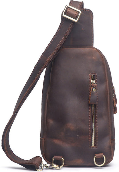 DEEPKEE original nubuck handmade full-grain genuine leather cowhide bag Packers Close-fitting Chest Bag No.30248