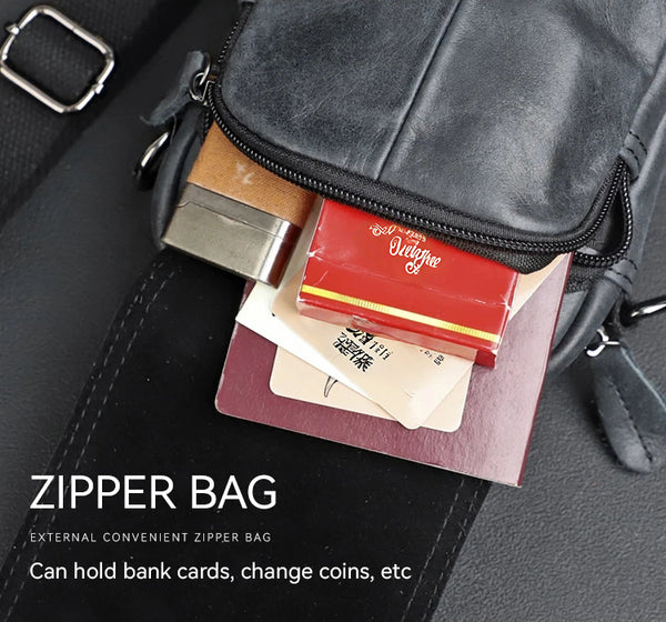 DEEPKEE original nubuck handmade full-grain genuine leather cowhide bag 2 in 1 Shoulder Bag,Genuine Leather Crossbody Waist Belt Bag No.8133