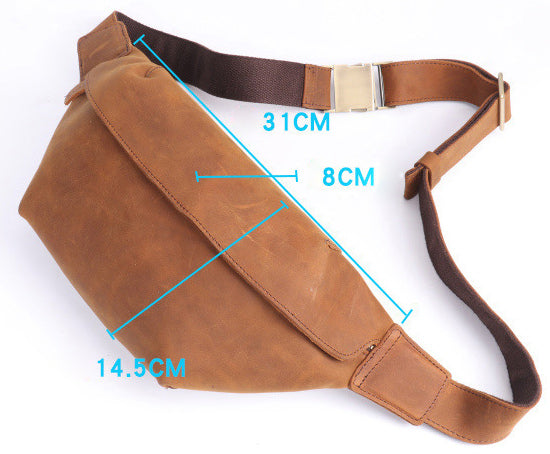 DEEPKEE original nubuck handmade full-grain genuine leather cowhide bag Leather Fanny Packs Waist Bag #2021