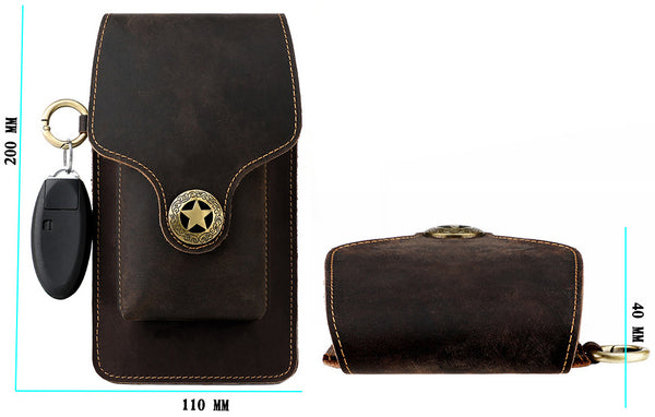 DEEPKEE original nubuck handmade full-grain genuine leather cowhide bag Waist Pack Outdoor Sports Tactical Leather Waist Pack side Cigarette Bag #6107