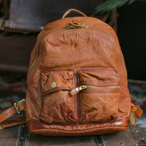 DEEPKEE original nubuck handmade full-grain genuine leather cowhide bag Deepkee Leather Horsehide or Sheephide Backpack #31005_1
