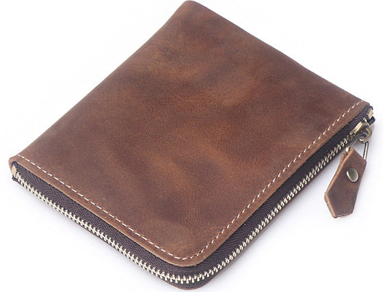 DEEPKEE original nubuck handmade full-grain genuine leather cowhide bag DEEPKEEE HANDMADE | Kay Lite Shorter Leather Wallet No.192