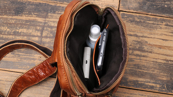 DEEPKEE original nubuck handmade full-grain genuine leather cowhide bag Winston Hand-scratch Crossbody Sling Bags No.30295