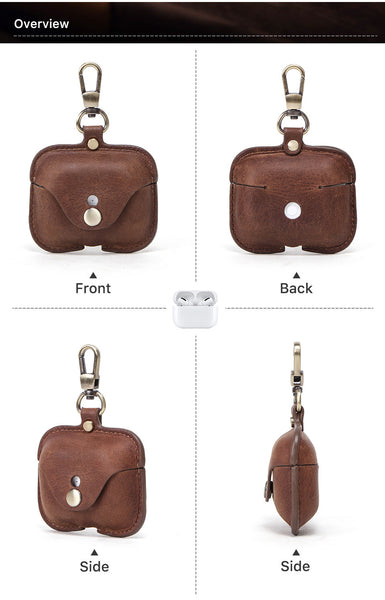 DEEPKEE original nubuck handmade full-grain genuine leather cowhide bag Best Personalized Custom Cover Leather AirPods Pro Case