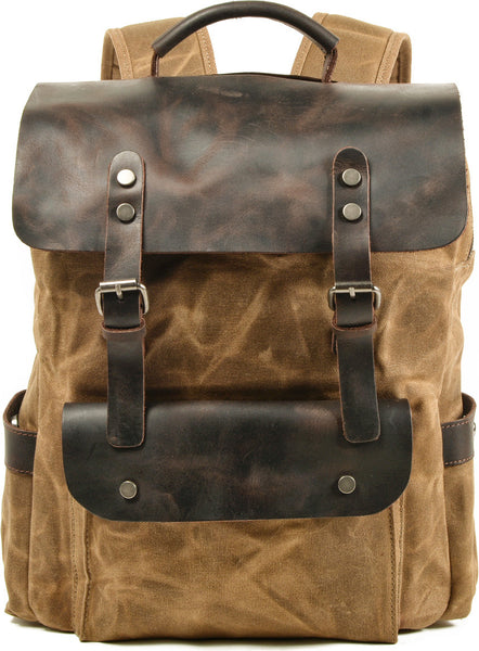 DEEPKEE original nubuck handmade full-grain genuine leather cowhide bag DEEPKEE Bradford Hogsback Travel Backpack #8064K-LA