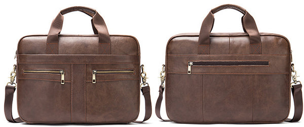 DEEPKEE original nubuck handmade full-grain genuine leather cowhide bag DEEPKEE LEATHER | 14 inch business briefcase No.2019A&2099