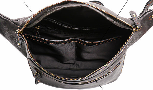 DEEPKEE original nubuck handmade full-grain genuine leather cowhide bag Outdoor cycling chest bag No.30129