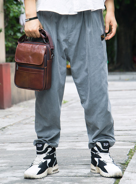 DEEPKEE original nubuck handmade full-grain genuine leather cowhide bag Deepkee Handcraft Cowhide Crossbody Side Bag #6037