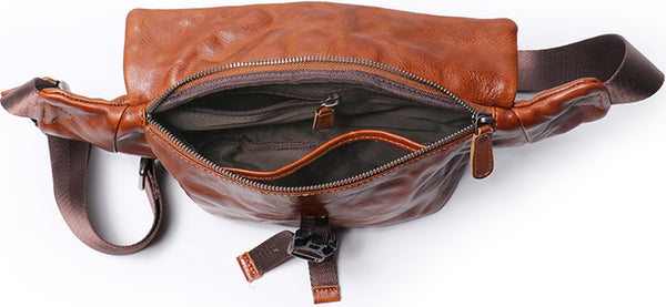 DEEPKEE original nubuck handmade full-grain genuine leather cowhide bag Charlie Cross-body Backpack No.30297