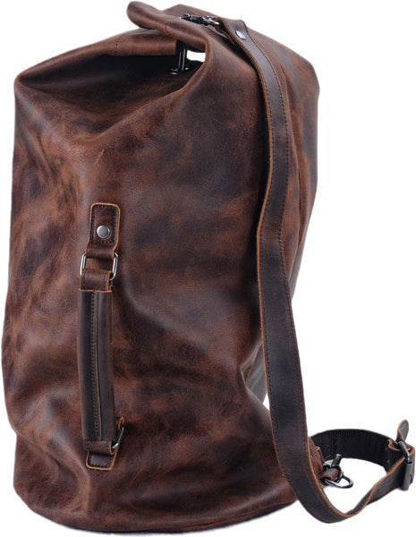 DEEPKEE original nubuck handmade full-grain genuine leather cowhide bag DEEPKEE HANDMADE LEATHER® American military style motorcycle tail bow Crossbody Bag #5110ZP