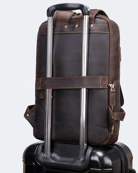 DEEPKEE original nubuck handmade full-grain genuine leather cowhide bag Bartholomew Cowhide Backpack No5009