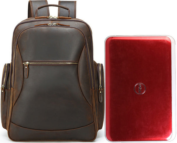 DEEPKEE original nubuck handmade full-grain genuine leather cowhide bag Deepkee Full-grain Leather Large Capacity Travel Cowhide Backpack #3709