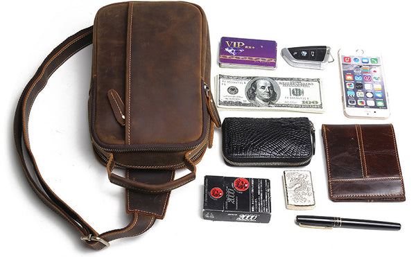 DEEPKEE original nubuck handmade full-grain genuine leather cowhide bag DEEPKEE tan leather crossbody sling bag 9915