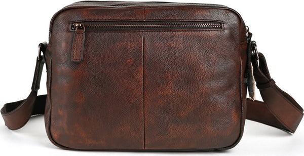 DEEPKEE original nubuck handmade full-grain genuine leather cowhide bag Vegetable Tanned full-grain Leather Crossbody Casual Bag, Hand Colored. 13669