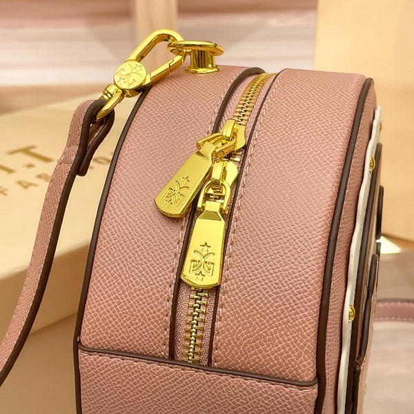 DEEPKEE original nubuck handmade full-grain genuine leather cowhide bag DEEPKEE HANDMADE LEATHER Miss Gail Luxury OOTD Round Crossbody Bag #G1144