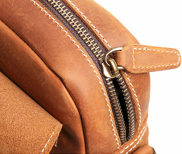 DEEPKEE original nubuck handmade full-grain genuine leather cowhide bag Best DEEPKEE Brown Leather Vertical Side Bag Courier Bag Messenger Bag 30023