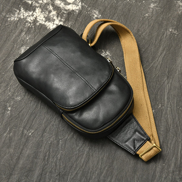 DEEPKEE original nubuck handmade full-grain genuine leather cowhide bag Leather Fitted Sling Bag No.3393