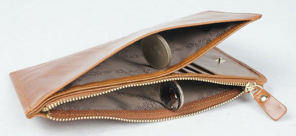 DEEPKEE original nubuck handmade full-grain genuine leather cowhide bag Oil Wax Leather Cowhide Ultra Clutch No.3045