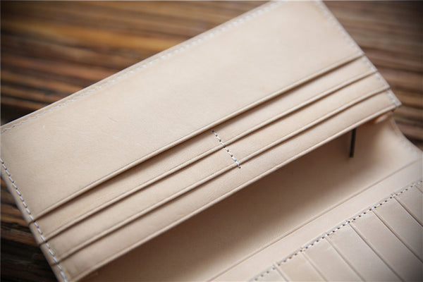 DEEPKEE original nubuck handmade full-grain genuine leather cowhide bag Handmade Personalized harley Leather Bifold Wallet #125_1