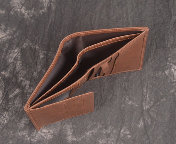 DEEPKEE original nubuck handmade full-grain genuine leather cowhide bag DEEPKEEE HANDMADE | Distressed Leather Bifold Wallet No.L197