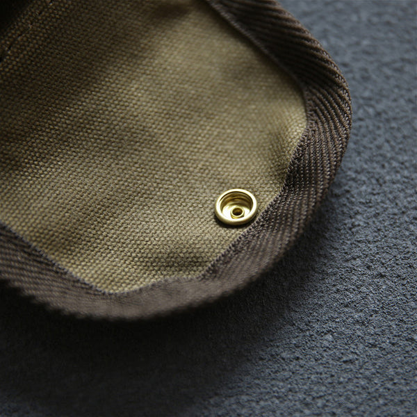 DEEPKEE original nubuck handmade full-grain genuine leather cowhide bag Retro waxed canvas mini storage bag(Cigarette Case) #FR603