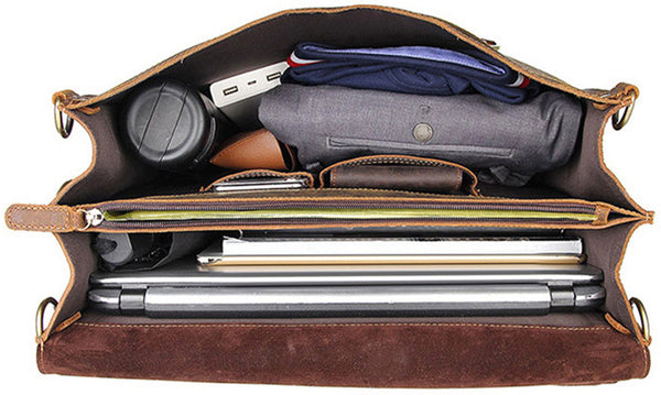 DEEPKEE original nubuck handmade full-grain genuine leather cowhide bag WILD CRAZY HORSE COWHIDE LEATHER BRIEFCASE #7370R