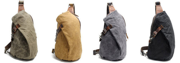 DEEPKEE original nubuck handmade full-grain genuine leather cowhide bag Batik Fabric canvas&Cowhide Dumpling-shape sling bag #82040K