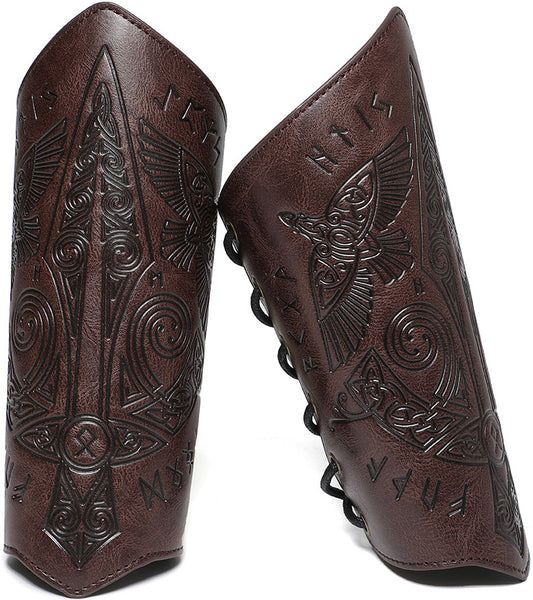 DEEPKEE original nubuck handmade full-grain genuine leather cowhide bag DEEPKEE Pirate Knights PU Lace-Up Wristband Arm Guards  FAS050