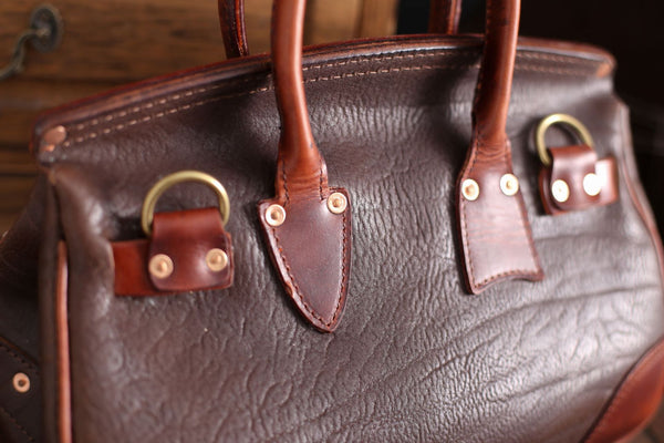 DEEPKEE original nubuck handmade full-grain genuine leather cowhide bag Deepkee handmade leather Faux Birkin 35 Bags For Sale #B30148-01