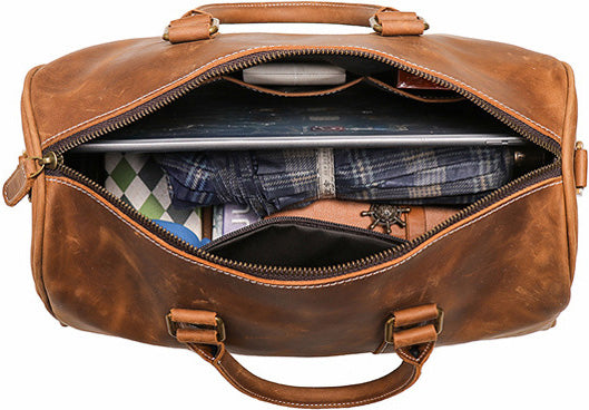 DEEPKEE original nubuck handmade full-grain genuine leather cowhide bag DEEPKEE LEATHER | Recht Trip Travel Bag No.1028