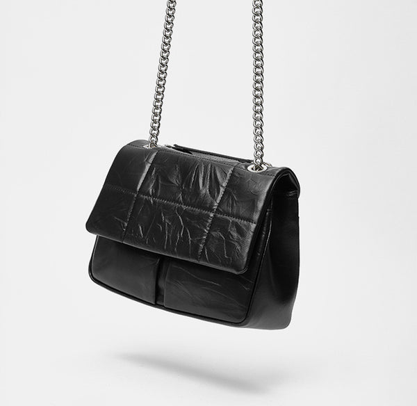 DEEPKEE original nubuck handmade full-grain genuine leather cowhide bag New Chain Stray Bag Vagrant Bag JY361