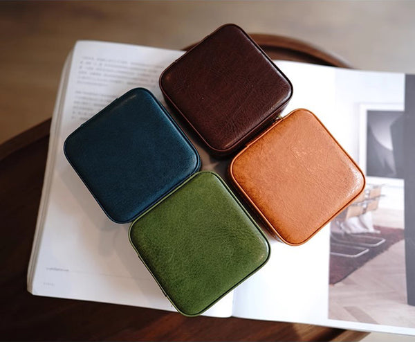 DEEPKEE original nubuck handmade full-grain genuine leather cowhide bag Refined Mini Jewelry Box #D11796