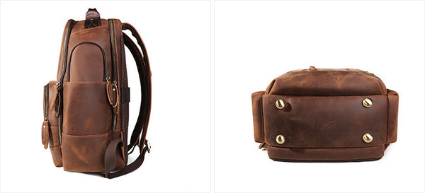 DEEPKEE original nubuck handmade full-grain genuine leather cowhide bag The Standard 15.6” Backpack #6597