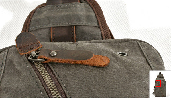 DEEPKEE original nubuck handmade full-grain genuine leather cowhide bag Deepkee Canvas Diagonal Bag #6018