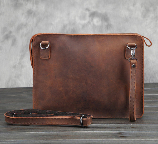 DEEPKEE original nubuck handmade full-grain genuine leather cowhide bag Classy Leather Mens Work Wirstlet Cluch Messenger Bag For Men #100072