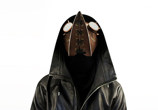DEEPKEE original nubuck handmade full-grain genuine leather cowhide bag Steampunk Plague Beak Mask #HG073