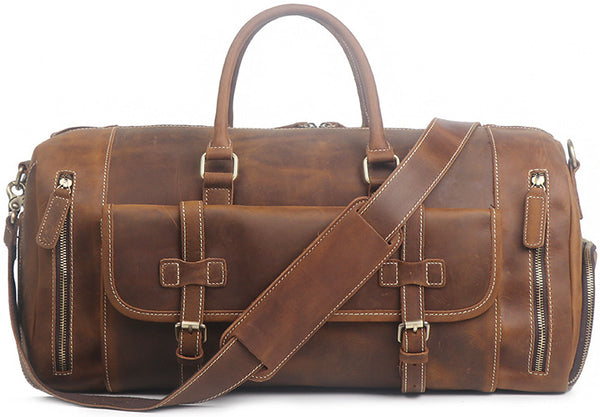 DEEPKEE original nubuck handmade full-grain genuine leather cowhide bag DEEPKEE HANDMADE | Caesar Crazy Horse Leather Luggage bag No.1188