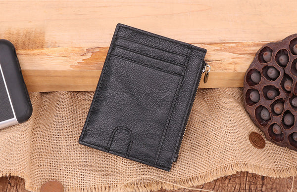 DEEPKEE original nubuck handmade full-grain genuine leather cowhide bag Leather Anti-Magnetic Card Holder #K053