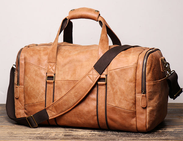 DEEPKEE original nubuck handmade full-grain genuine leather cowhide bag DEEPKEE LEATHER | Patrick Frosted Texture Luggage Bag No.1219-1