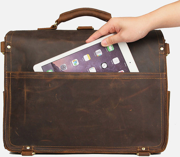 DEEPKEE original nubuck handmade full-grain genuine leather cowhide bag WILD CRAZY HORSE COWHIDE LEATHER BRIEFCASE #7370R