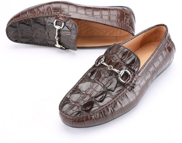 DEEPKEE original nubuck handmade full-grain genuine leather cowhide bag Handmade Crocodile Gommino Mens 6007-1