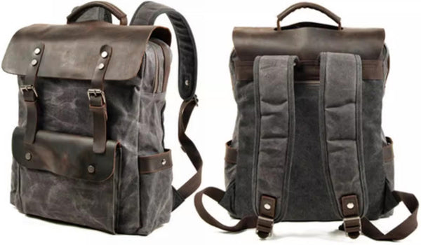 DEEPKEE original nubuck handmade full-grain genuine leather cowhide bag DEEPKEE Bradford Hogsback Travel Backpack #8064K-LA